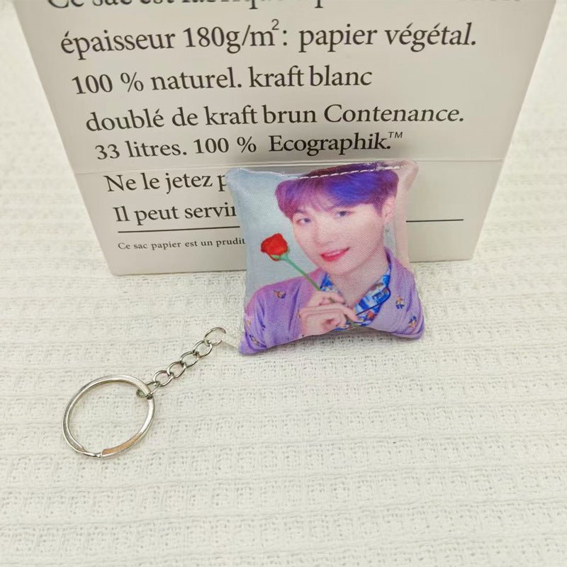 BTS Mini Pillow Keychain | Soft K-Pop Plush Pendant for Bags, Keys & Backpacks | ARMY Gift
