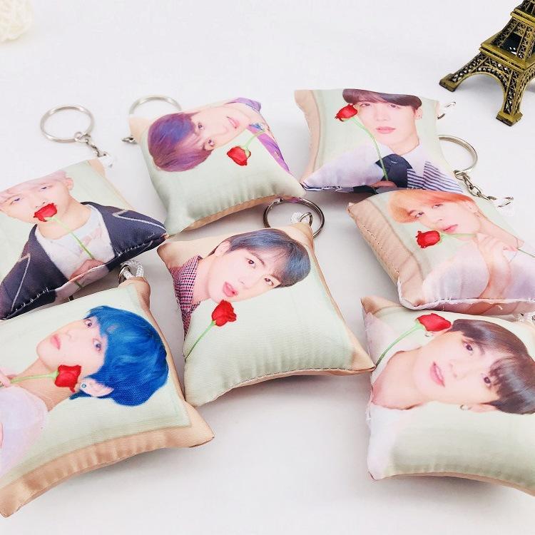 BTS Mini Pillow Keychain | Soft K-Pop Plush Pendant for Bags, Keys & Backpacks | ARMY Gift