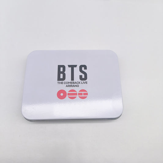 BTS Tour Collection Metal Storage Tin Box – Portable Dustproof Organizer Case for Photocards, Stickers & Small Accessories
