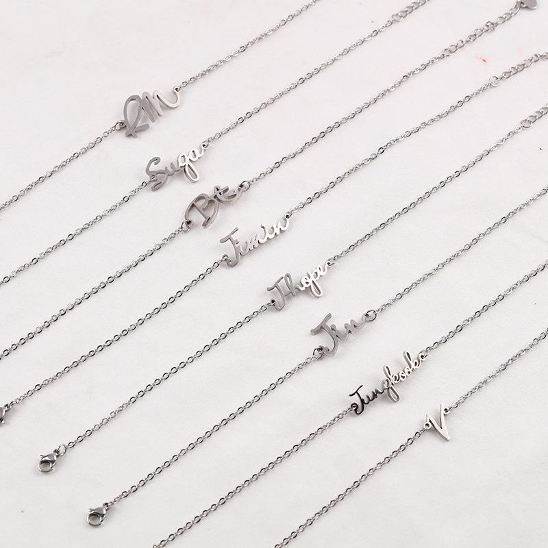 BTS Member Name Stainless Steel Bracelet – Adjustable K-Pop ARMY Chain Bracelet | Minimalist Jewelry Gift for Women & Men | BTS Bracelet