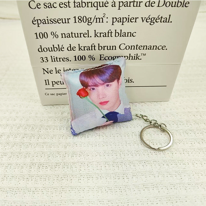 BTS Mini Pillow Keychain | Soft K-Pop Plush Pendant for Bags, Keys & Backpacks | ARMY Gift