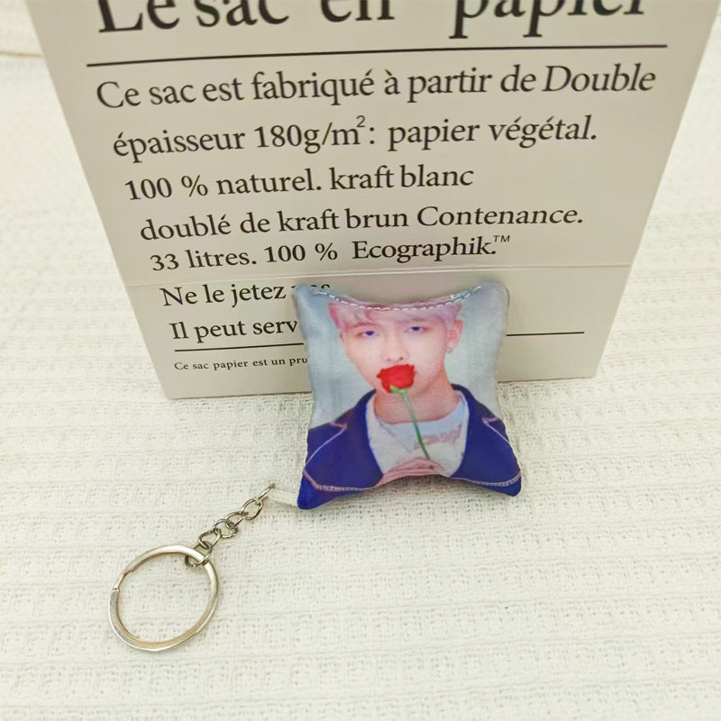 BTS Mini Pillow Keychain | Soft K-Pop Plush Pendant for Bags, Keys & Backpacks | ARMY Gift