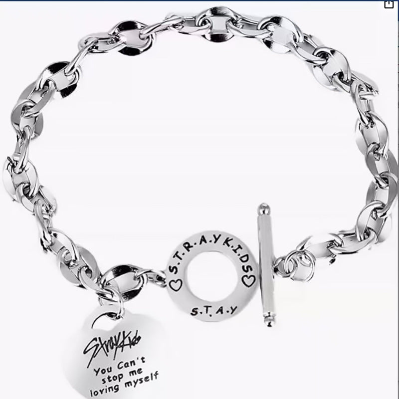 BTS Love Yourself Stainless Steel Bracelet | Heart Charm ARMY Jewelry