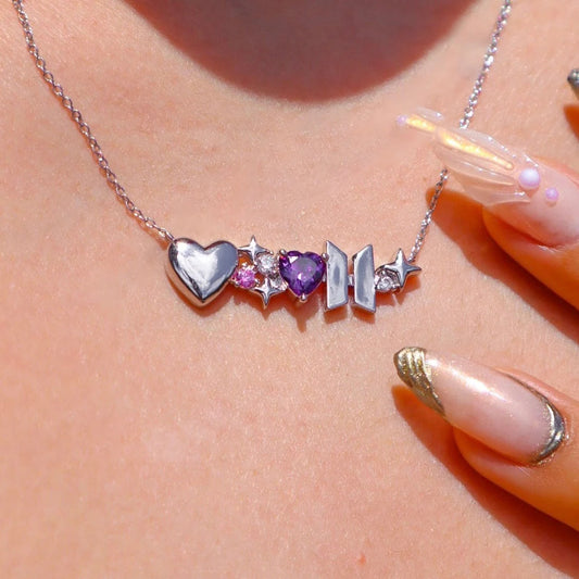 BTS Love Heart Zircon Necklace for Women | Premium Crystal Clavicle Chain | K-Pop ARMY Jewelry | BTS Necklace