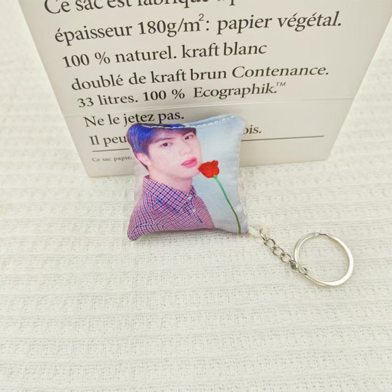 BTS Mini Pillow Keychain | Soft K-Pop Plush Pendant for Bags, Keys & Backpacks | ARMY Gift