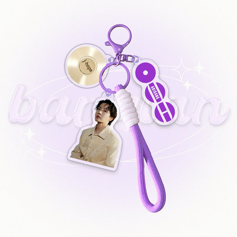 BTS Acrylic Keychain with Vinyl Record Charm | K-Pop ARMY Gift
