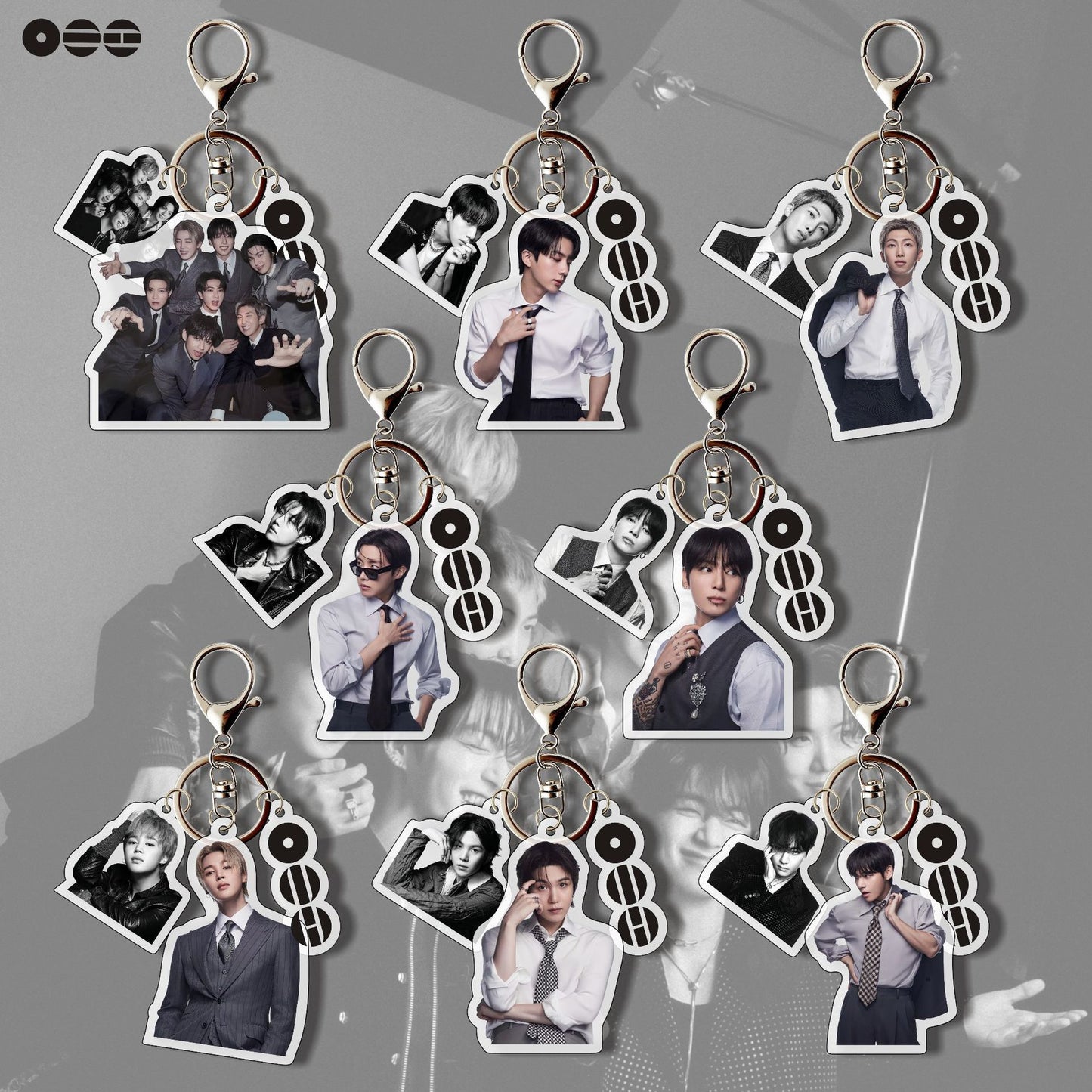 BTS 3-Piece Acrylic Keychain Set – Premium K-Pop Bag Charm, Backpack Pendant & BTS ARMY Merchandise Gift | BTS Keychain