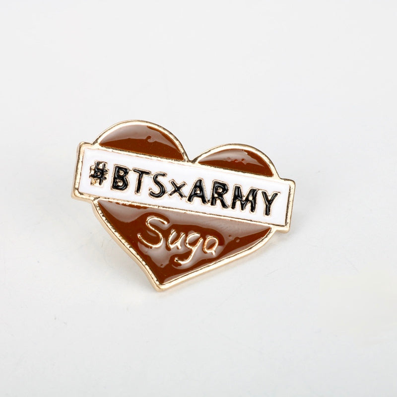 BTS x ARMY Heart Enamel Pin Badge | K-Pop Member Brooch for Bags, Jackets & Backpacks | BTS Pin Badge